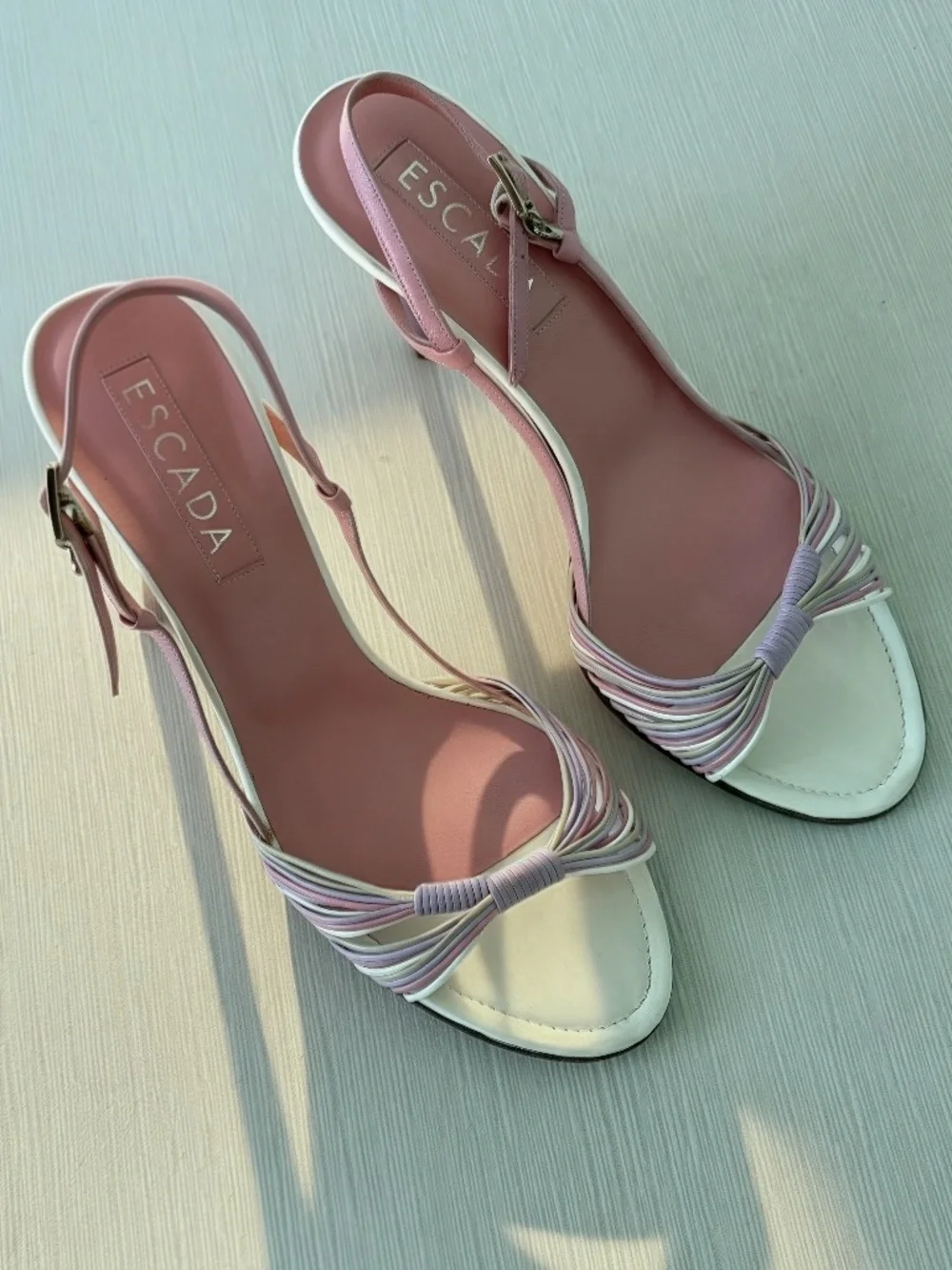 Vintage ESCADA Y2K Pastel Leather Strappy Heels EU 39